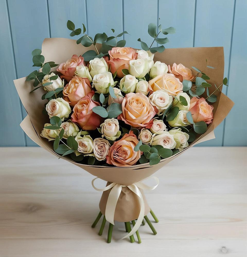 Букет цветов из: Альстромерии и Розы в Новой Чигле