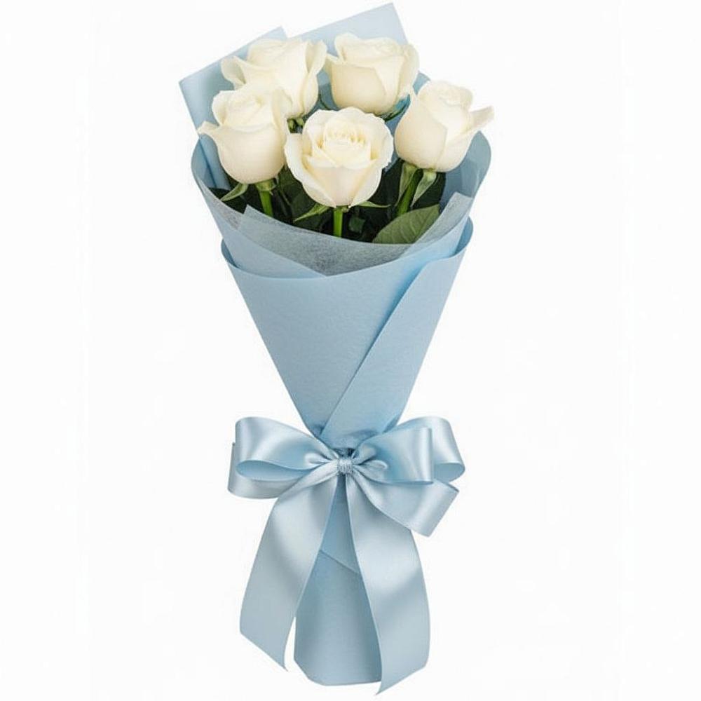 Букет 5 Белых роз Проуд в Новой Чигле