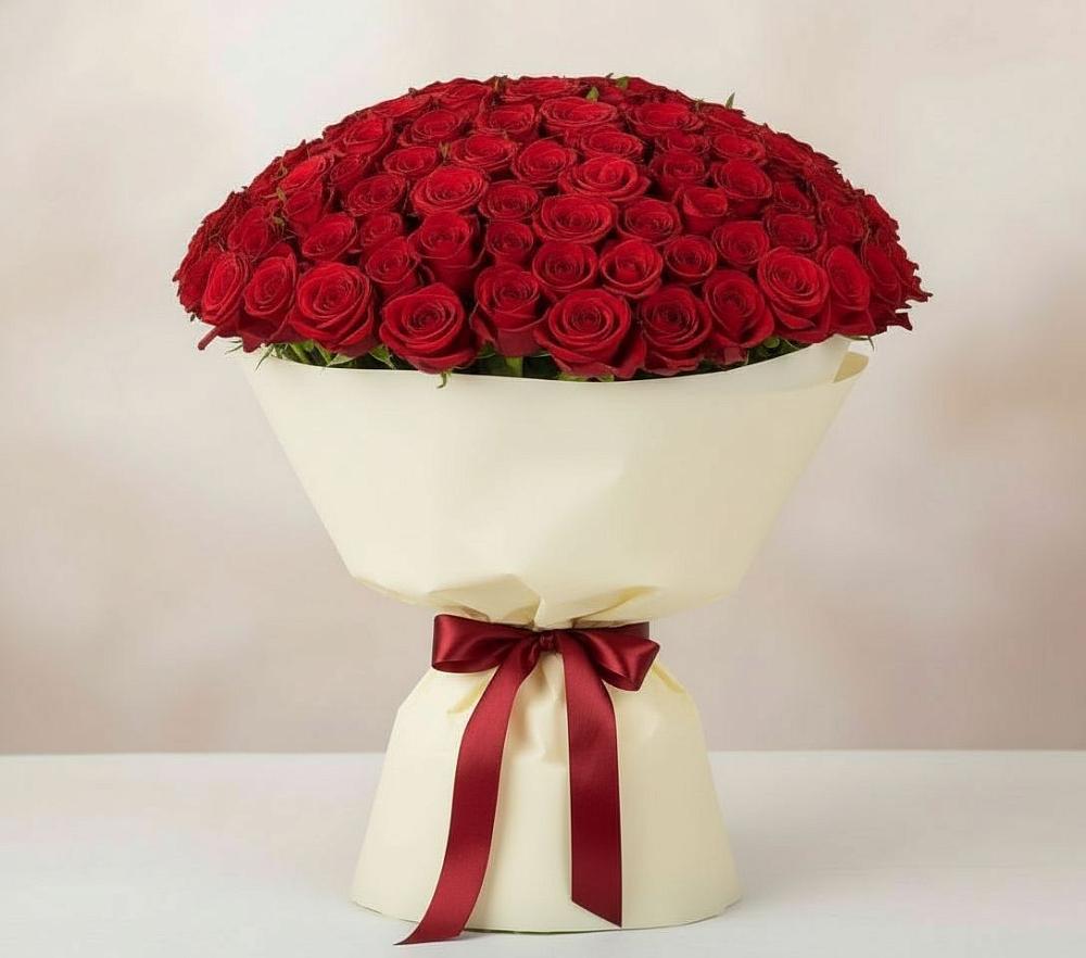 Букет 101 Красная роза Милано в Новой Чигле