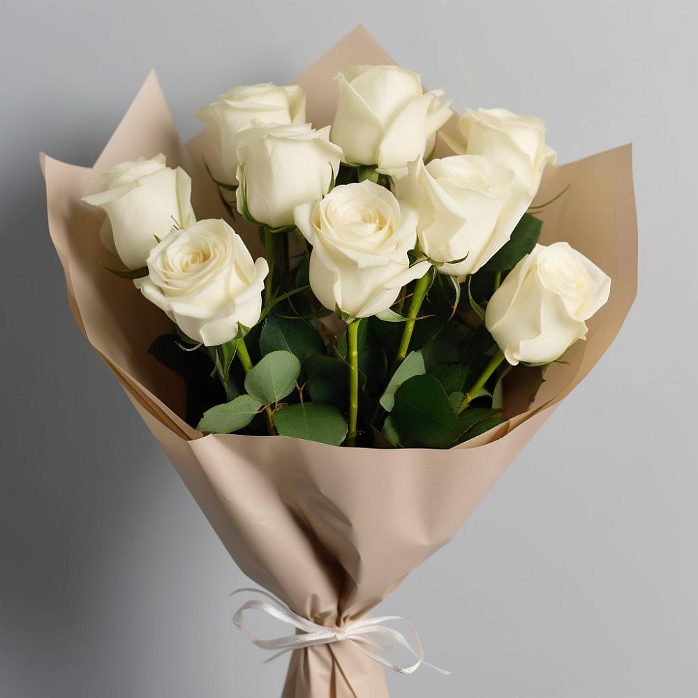 Букет 9 Белых роз Эдлесс Лав в Новой Чигле