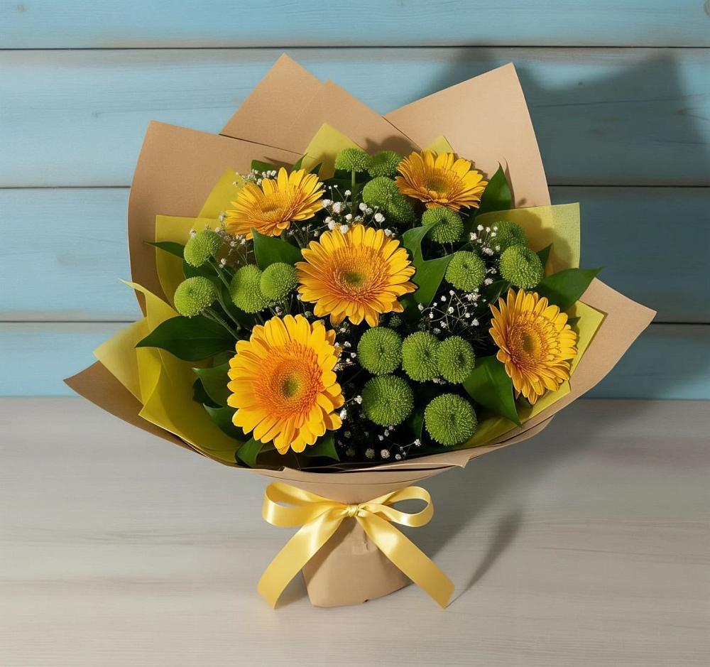 Букет цветов из: Герберы и Хризантемы в Новой Чигле