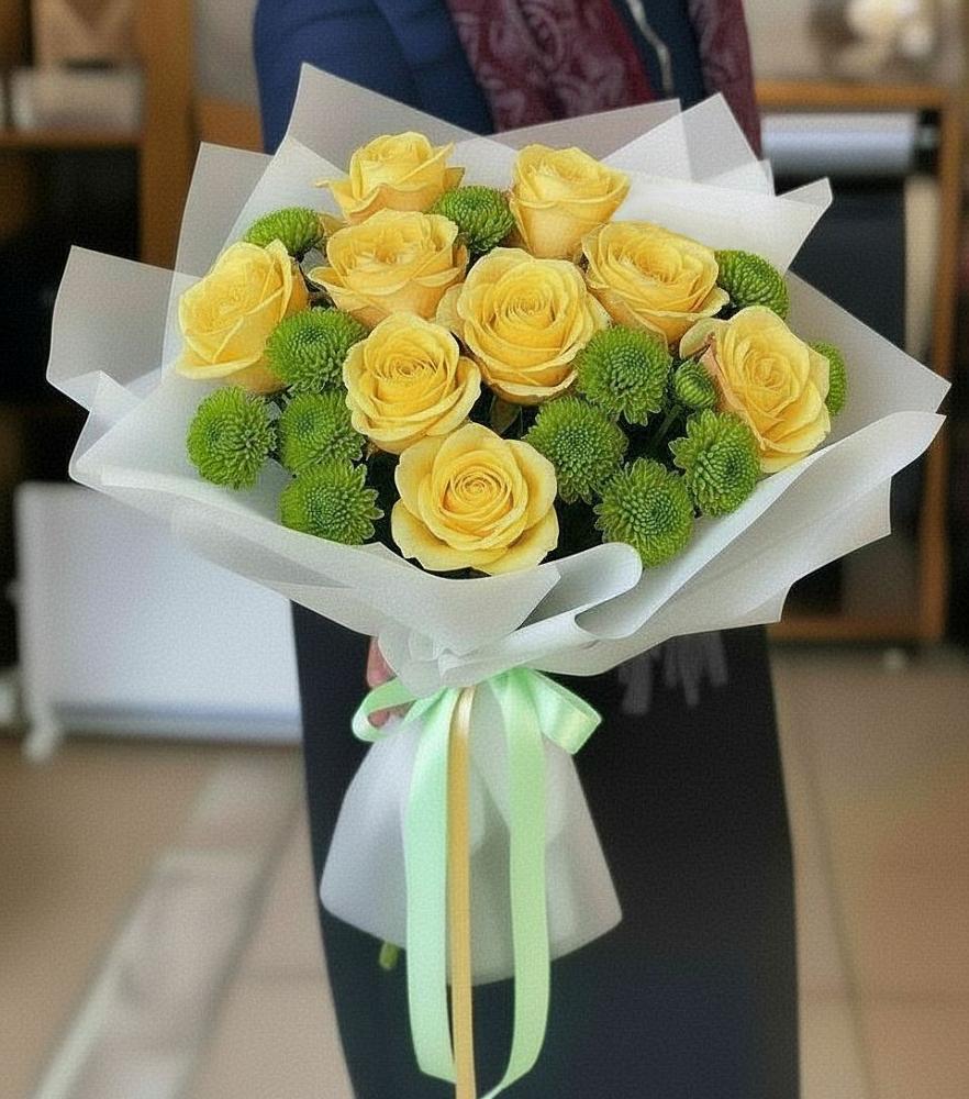 Букет цветов из: Хризантемы и Розы в Новой Чигле