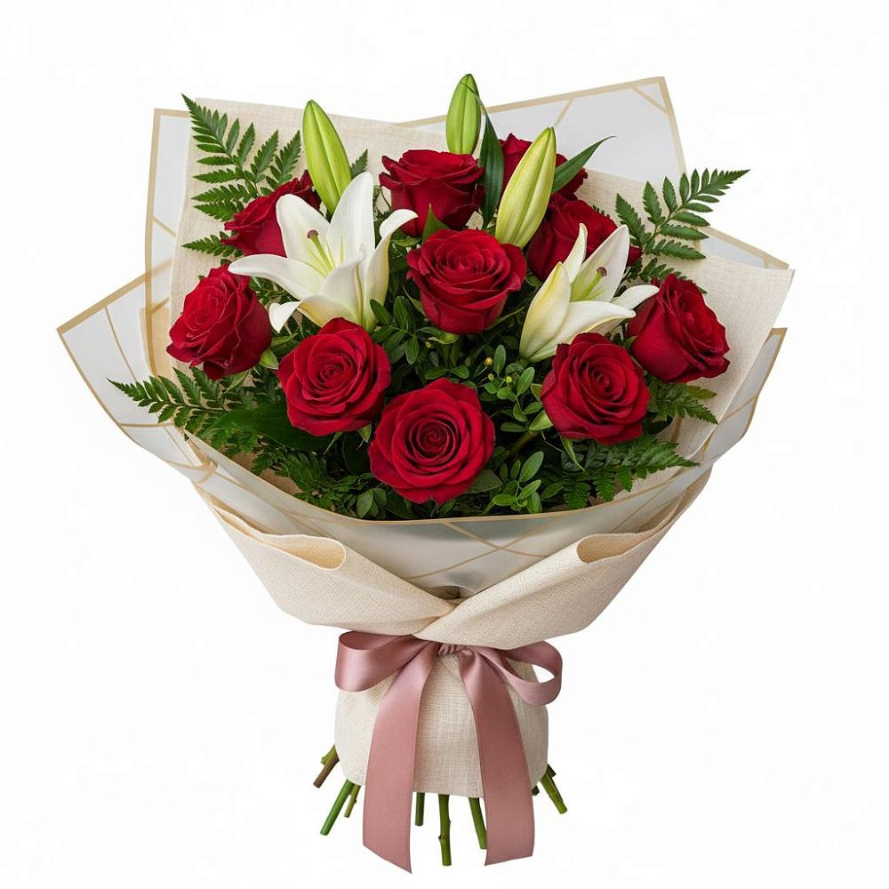 Букет цветов из: Лилии и Розы в Новой Чигле