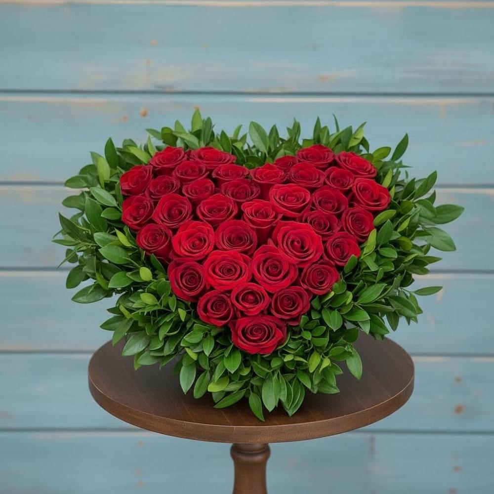 Цветочная композиция из Розы в виде сердца в Новой Чигле