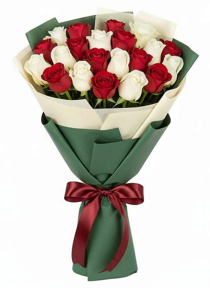 Букет Микс из красных и белых роз в Новой Чигле