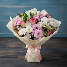 Букет цветов из:  Хризантемы, Альстромерии и Розы в Новой Чигле