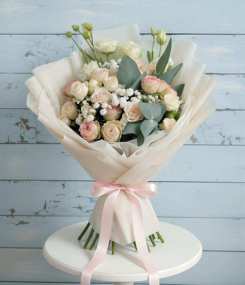 Букет цветов из: Розы и Лизиантусы в Новой Чигле