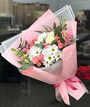 Букет цветов из:  Розы, Лизиантусы и Хризантемы в Новой Чигле