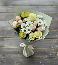 Букет цветов из:  Альстромерии, Розы и Хризантемы в Новой Чигле