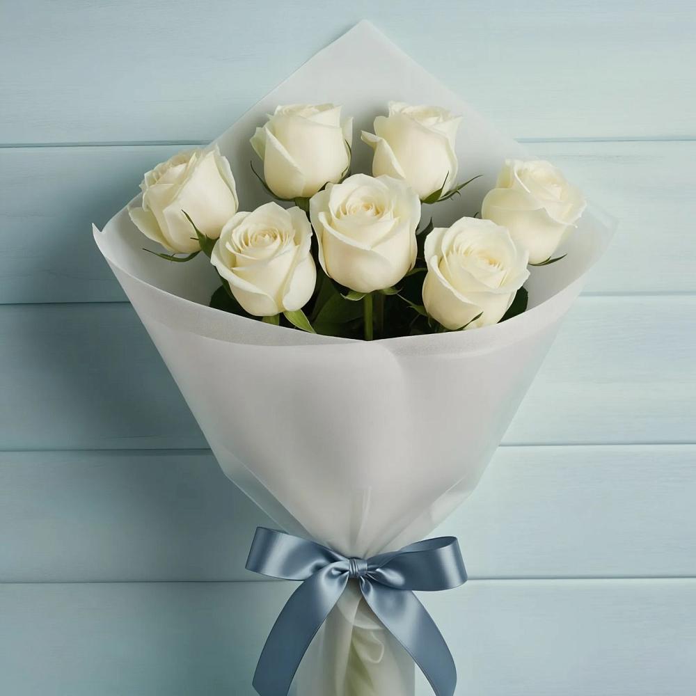 Букет 7 Белых роз Эдлесс Лав в Новой Чигле